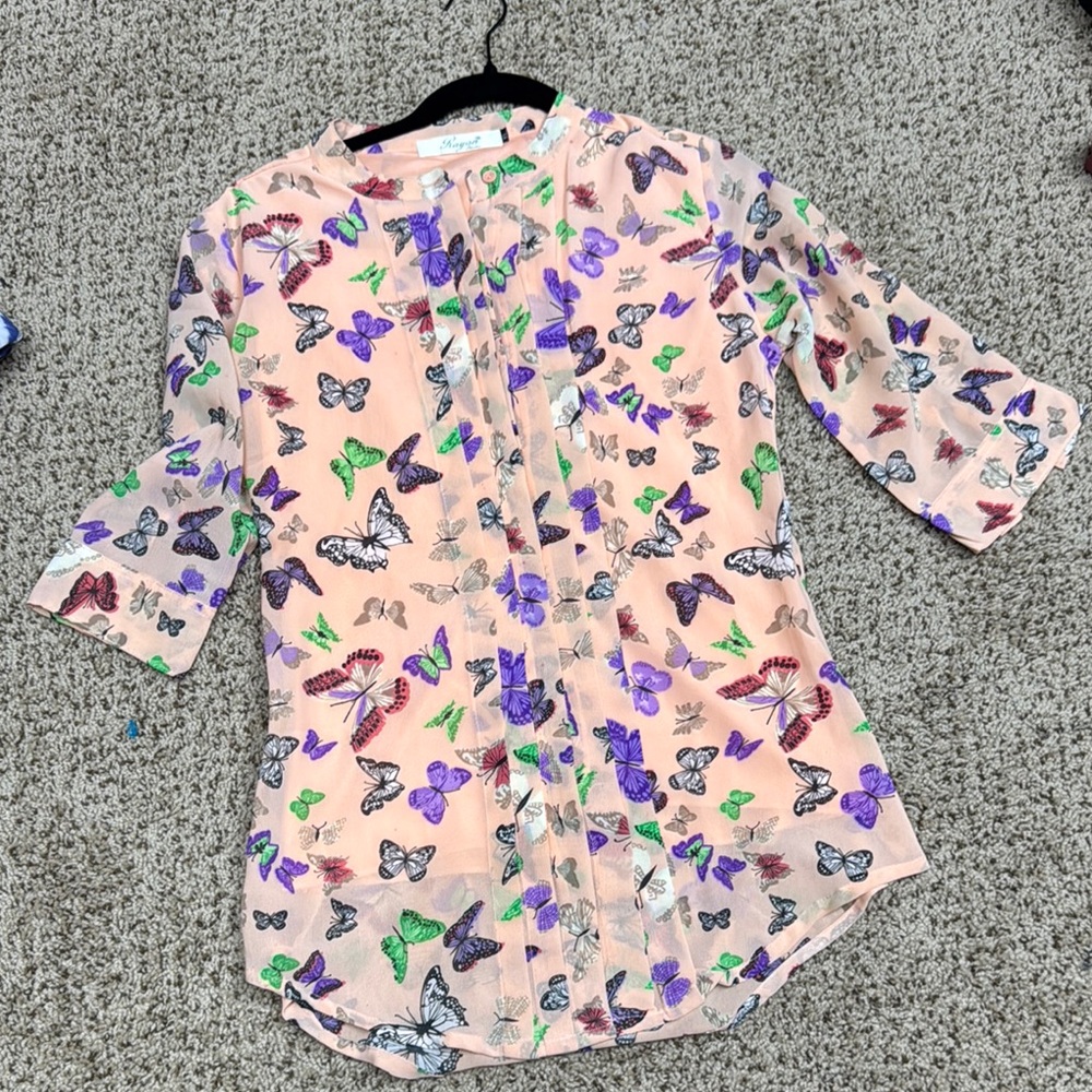 Butterfly Print Peach Top